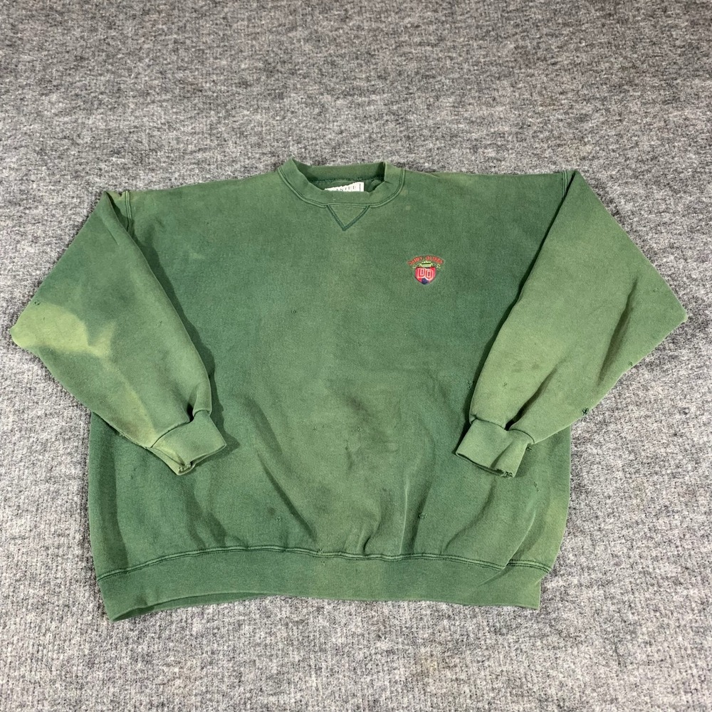 Vintage Santee Sweatshirt Mens XL Green Dairy Queen Distressed Trashed 90s Retro